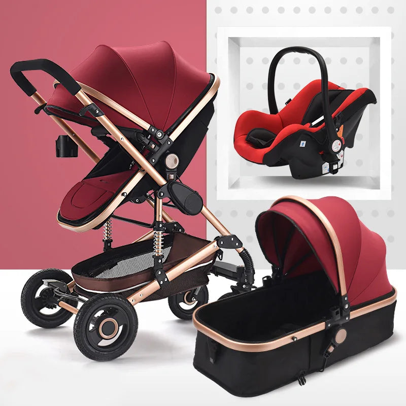 Multifunctional 3 in 1 Baby Stroller High Landscape Stroller  Folding Carriage