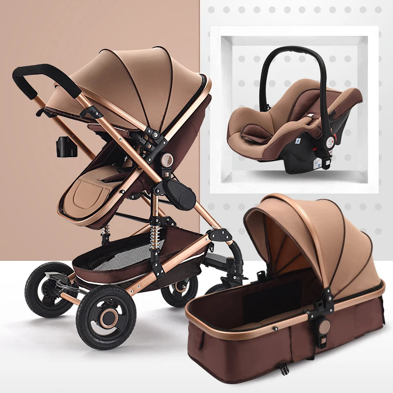 Multifunctional 3 in 1 Baby Stroller High Landscape Stroller  Folding Carriage