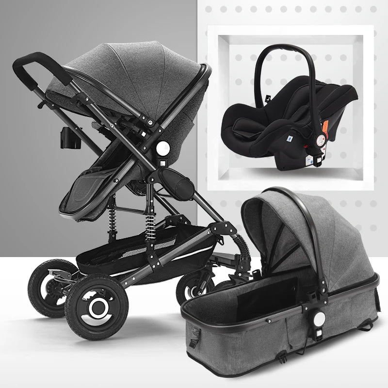 Multifunctional 3 in 1 Baby Stroller High Landscape Stroller  Folding Carriage