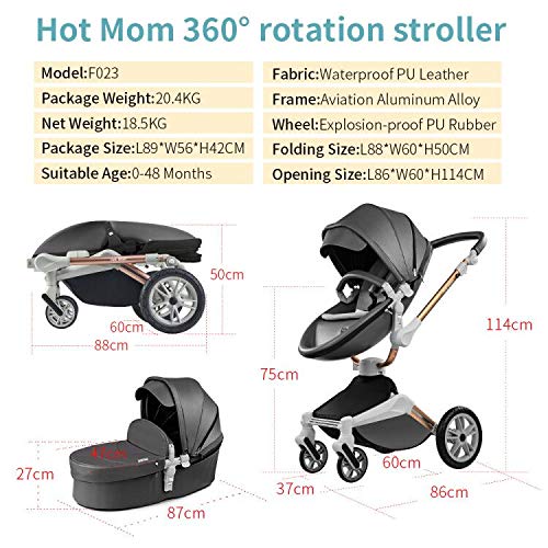 Hot Mom Poussette Haute Paysage Chaise Pliante 360 Degrés Rotation