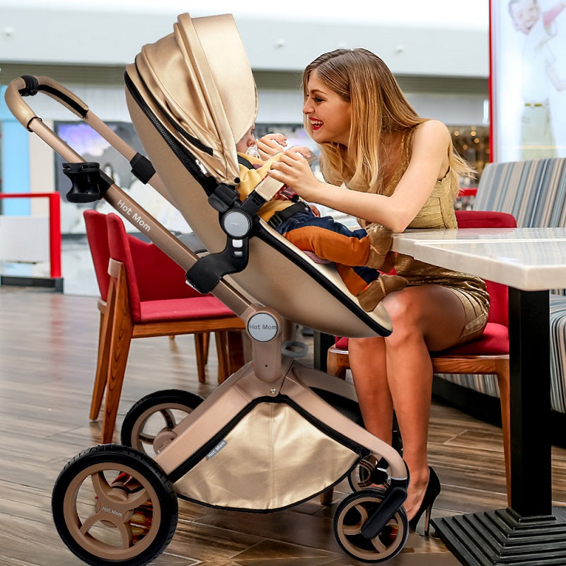 Hot Mom Luxury Baby 2-in-1 Stroller, Brown
