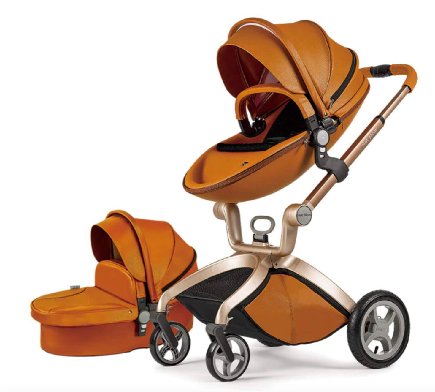 Hot Mom Luxury Baby 2-in-1 Stroller, Brown